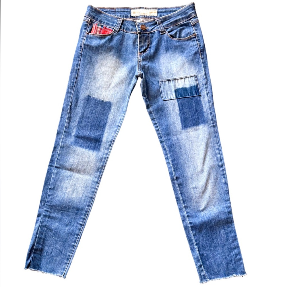 MAITRY JEANS Patchwork stretchable, 38 Europa, 26 USA 🇺🇸 Inseam 27”, Waist 28”